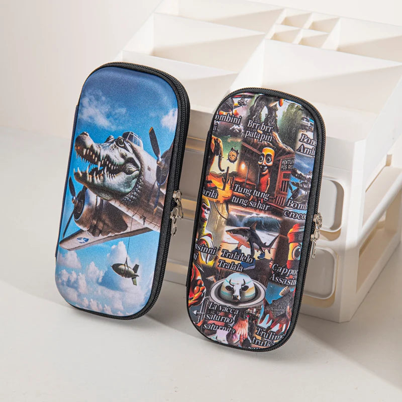 Italian Brainrot Pencil Case Tungtungtung Sahur Pencil Pouch Abstract AI Stationery Bag Back to School Pen Bags Pencil Pouch