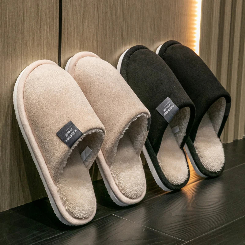Winter Warm Slippers Men House Non Slip Soft Shoes Comfortable Flat Heel Home Indoor Bedroom Plush Slippers Bedroom Female shoes