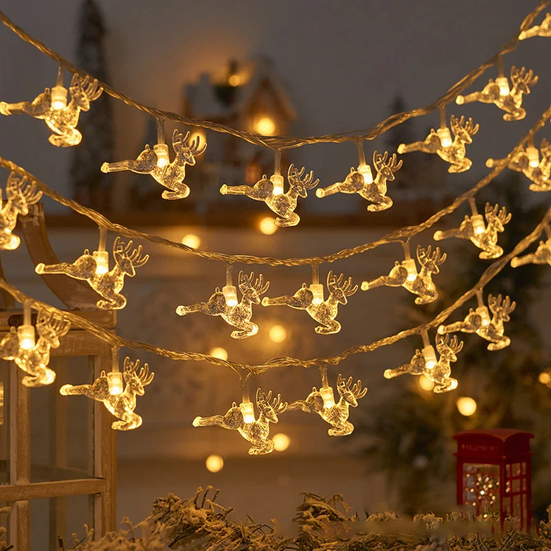 1.5M Pentagram Snowflake LED String Light Garland Merry Christmas Party Home Warm Atmosphere Decorations Happy New Year 2024