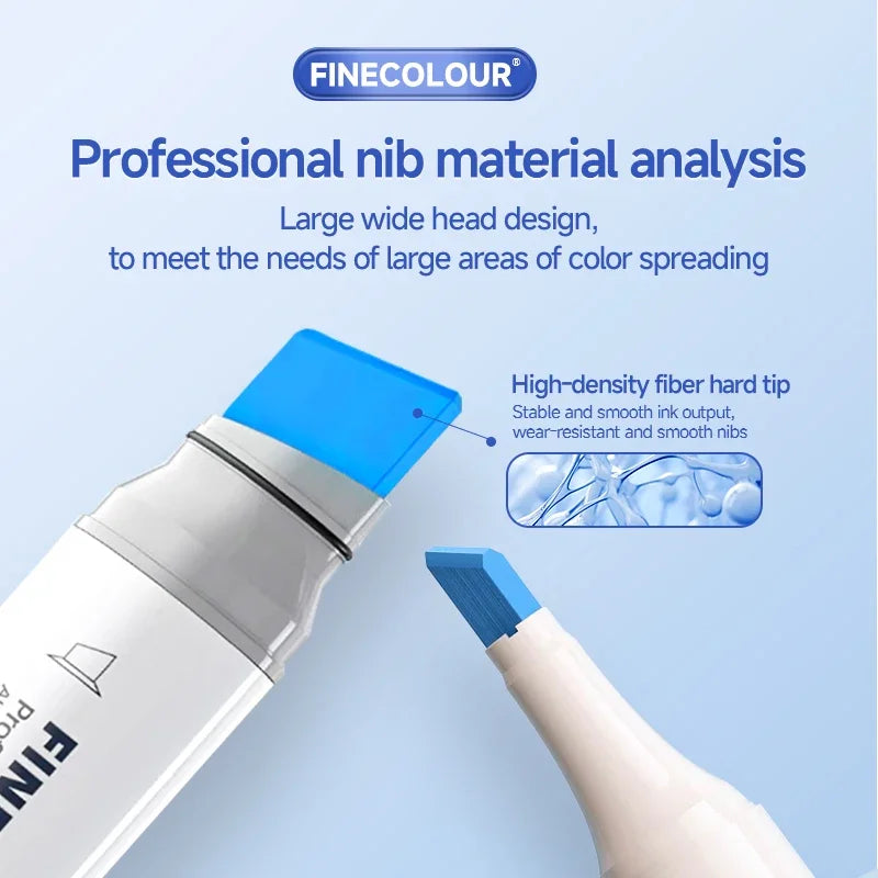 Finecolour EF105 20mm Wide Markers 12colors Alcohol Line Sketching Art Markers Pen Drawing For Large Area Painting Art Supplies