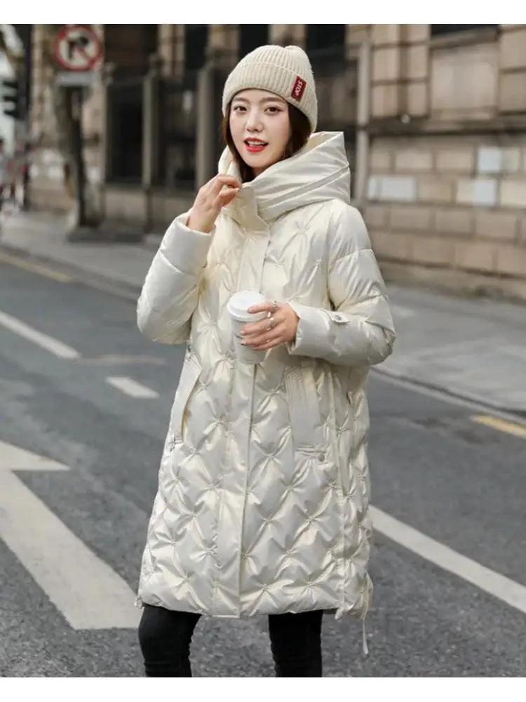 Winter Female Fashion Long Cotton-padded Coat Womens Casual Hooded Parkas Womens Winter Jacket Coat Down Jacket