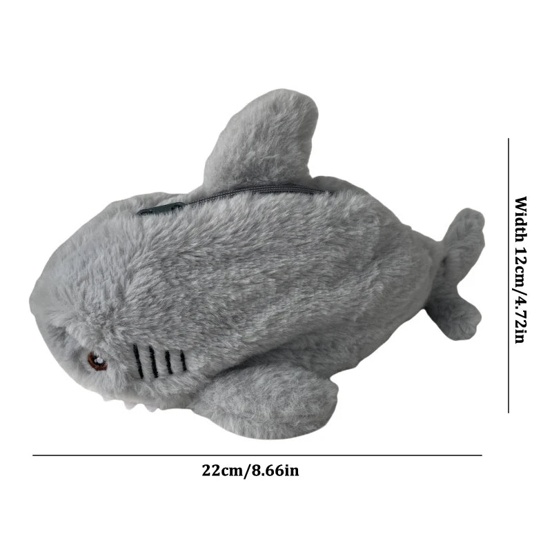 Plush Ocean Shark Pencil Case Portable Cosmetic Bag Large Capacity Pen Pouch Stationery Storage Box School Office Supplies