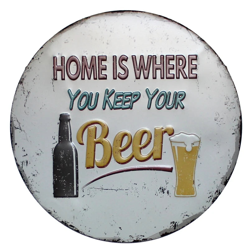 BBQ Zone Retro Plaque Metal Tin Signs Cafe Bar Pub Signboard Wall Decor Vintage Nostalgia Round Plates Christmas Gift 30CM R006