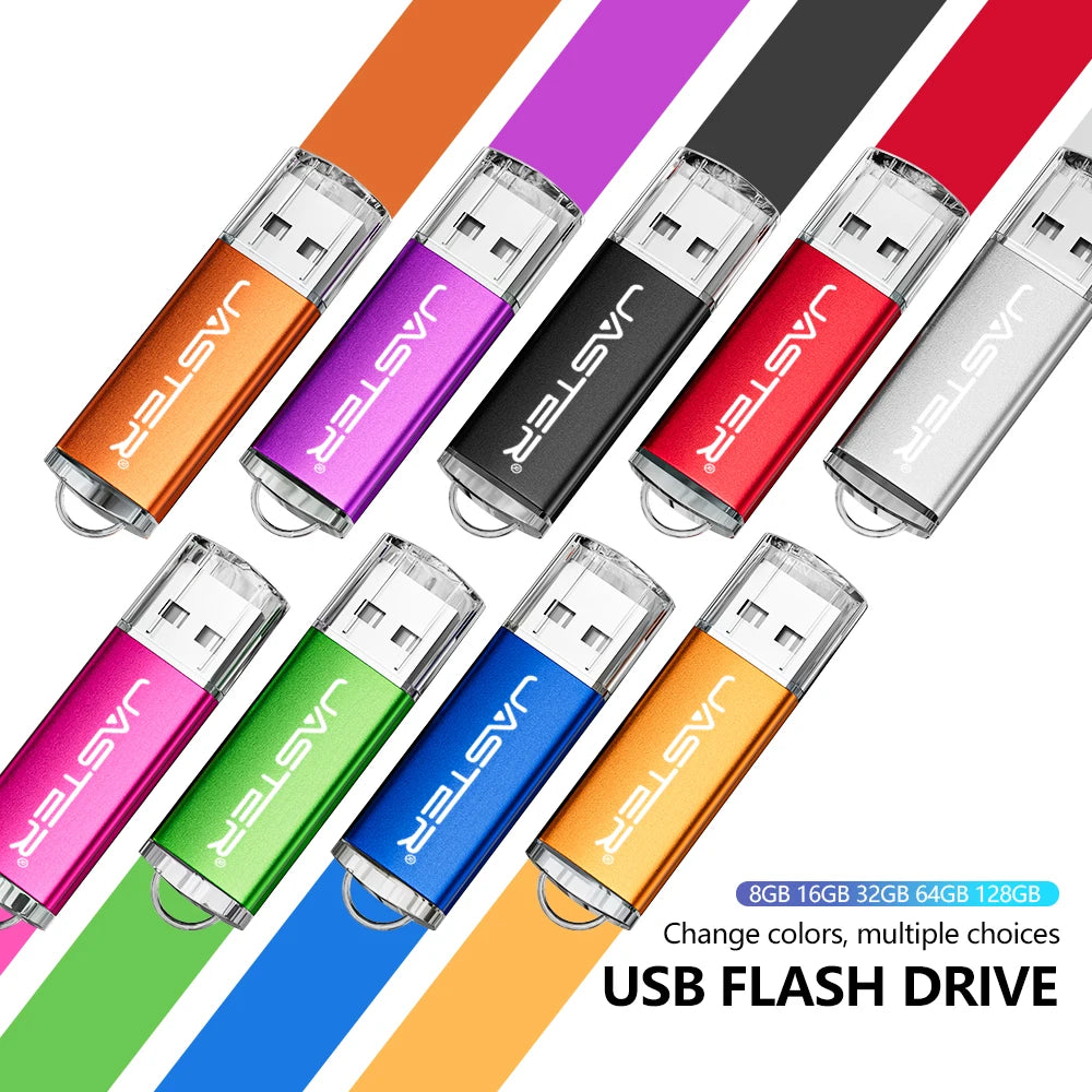 New Portable USB Flash Drives Free Custom Logo Metal Pen Drive With Key Chain Memory Stick 64GB/32GB/16GB/8GB/4GB Pendrive U Di