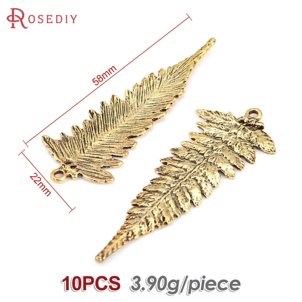 10PCS Antique Gold Color Zinc Alloy Leaves Charms Pendants Diy Jewelry Making Supplies Necklace Earrings Accessories for Women
