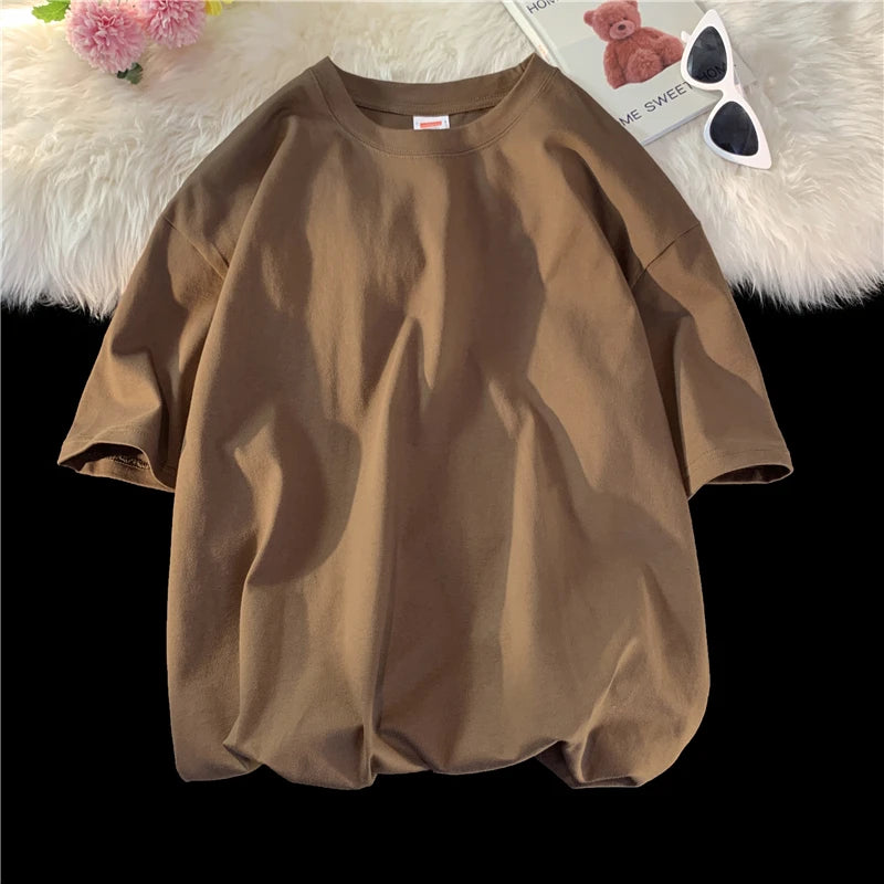 Oversized Summer Short Sleeve Men's T Shirt New Fashion Solid Loose O-Neck T Shirts Mens Cotton Hip Hop Streetwear Top Tees 5XL