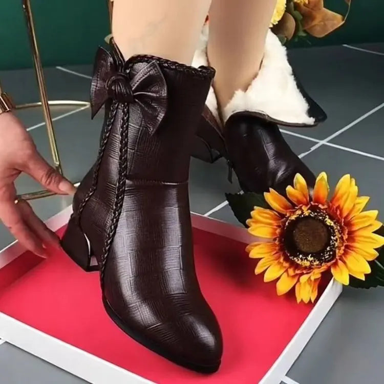 Winter Women Boots Faux Leather Snow Boots Warm Ankle Boots Women's Ankle Boots  2023