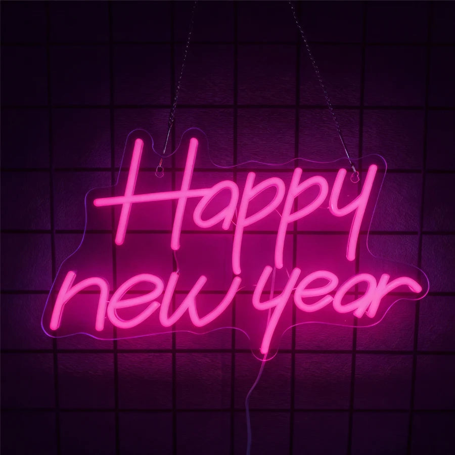 Happy New Year Neon Sign, Led Letter Icon, Used For Family, Bedroom, Spring Festival Party, Christmas Decor, Gifts For Friends.