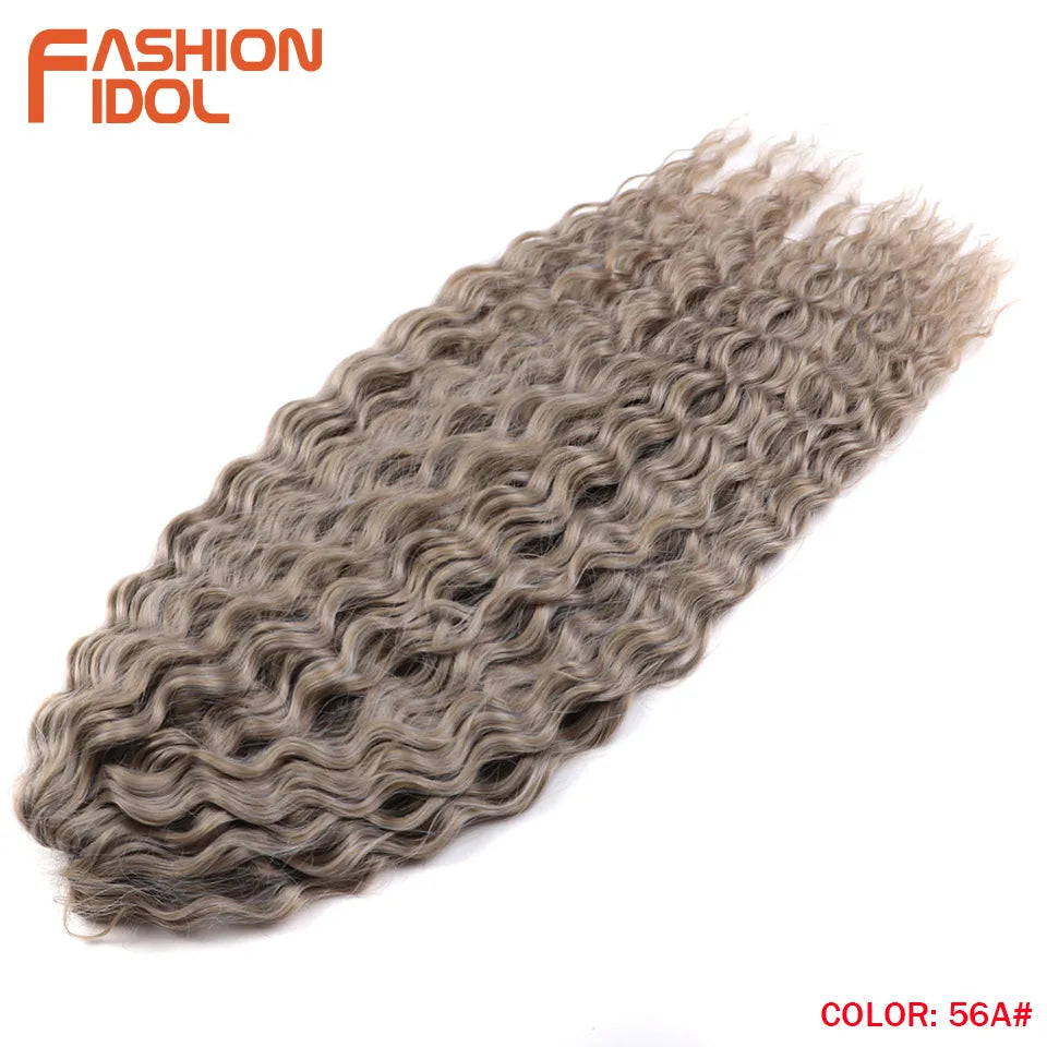 FASHION IDOL Ariel Twist Crochet Hair Synthetic 22 Inch 300g 3 Bundles Water Wave Hair Extensions Ombre Blonde Braid Curly Hair
