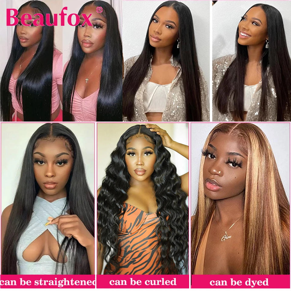 Beaufox Brazilian Hair Weave Bundles Straight Human Hair Bundles Extension Natural/Jet Black Remy 1/3/4 Pc Hair Bundles 8-30 In