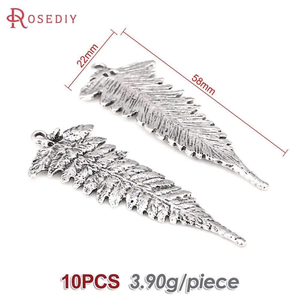 10PCS Antique Gold Color Zinc Alloy Leaves Charms Pendants Diy Jewelry Making Supplies Necklace Earrings Accessories for Women