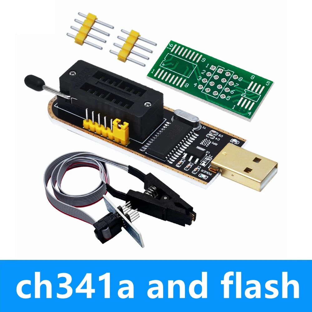 CH341A 24 25 Series EEPROM Flash BIOS USB Programmer Module + SOIC8 SOP8 Test Clip For EEPROM 93CXX / 25CXX / 24CXX