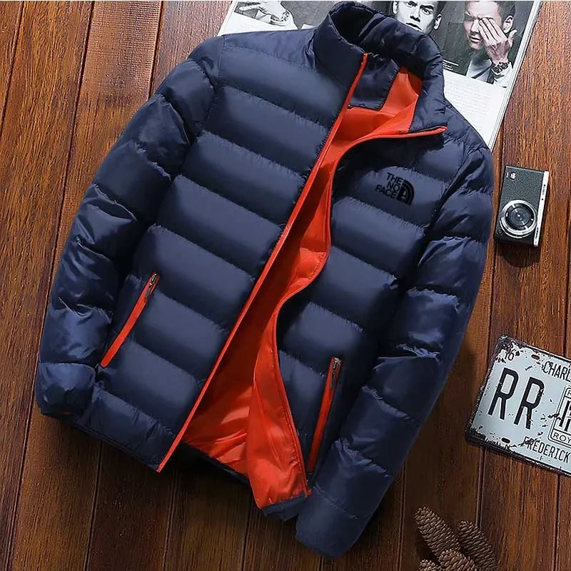 Winter 2025 men's jacket, men's casual wear, solid high neck jacket, men's windproof cotton padded jacket, fashionable and comfo