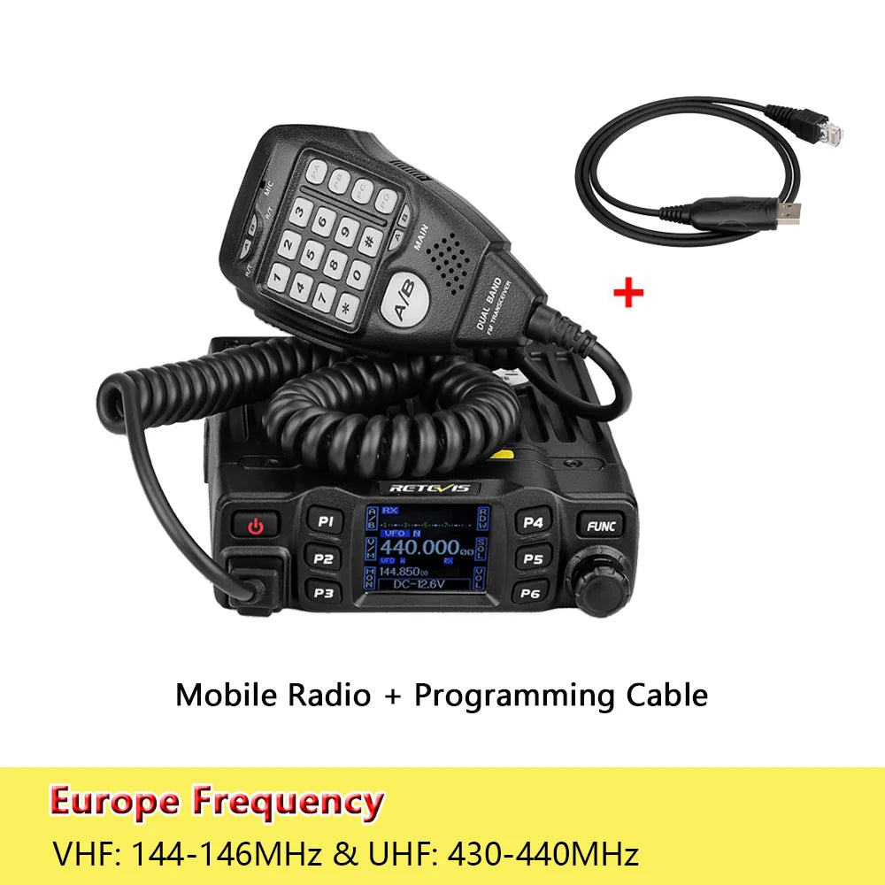 Retevis RT95 Mobile Ham Radio Two-way Car Radio VHF UHF Dual Band Mobile Radio Station Transceiver Base Station for Camping