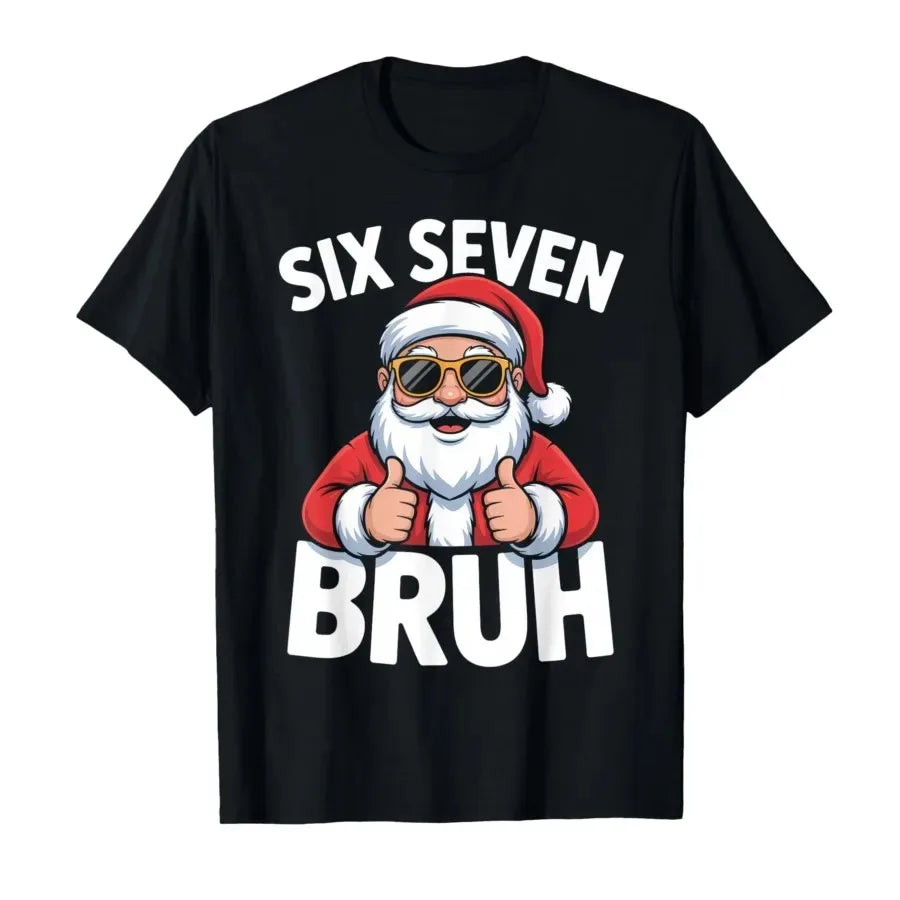 Funny Meme Tee Vintage Y2k T-shirt 67 Christmas Santa Claus Funny Six Seven Print for Women T Shirts Short Sleeve Clothing