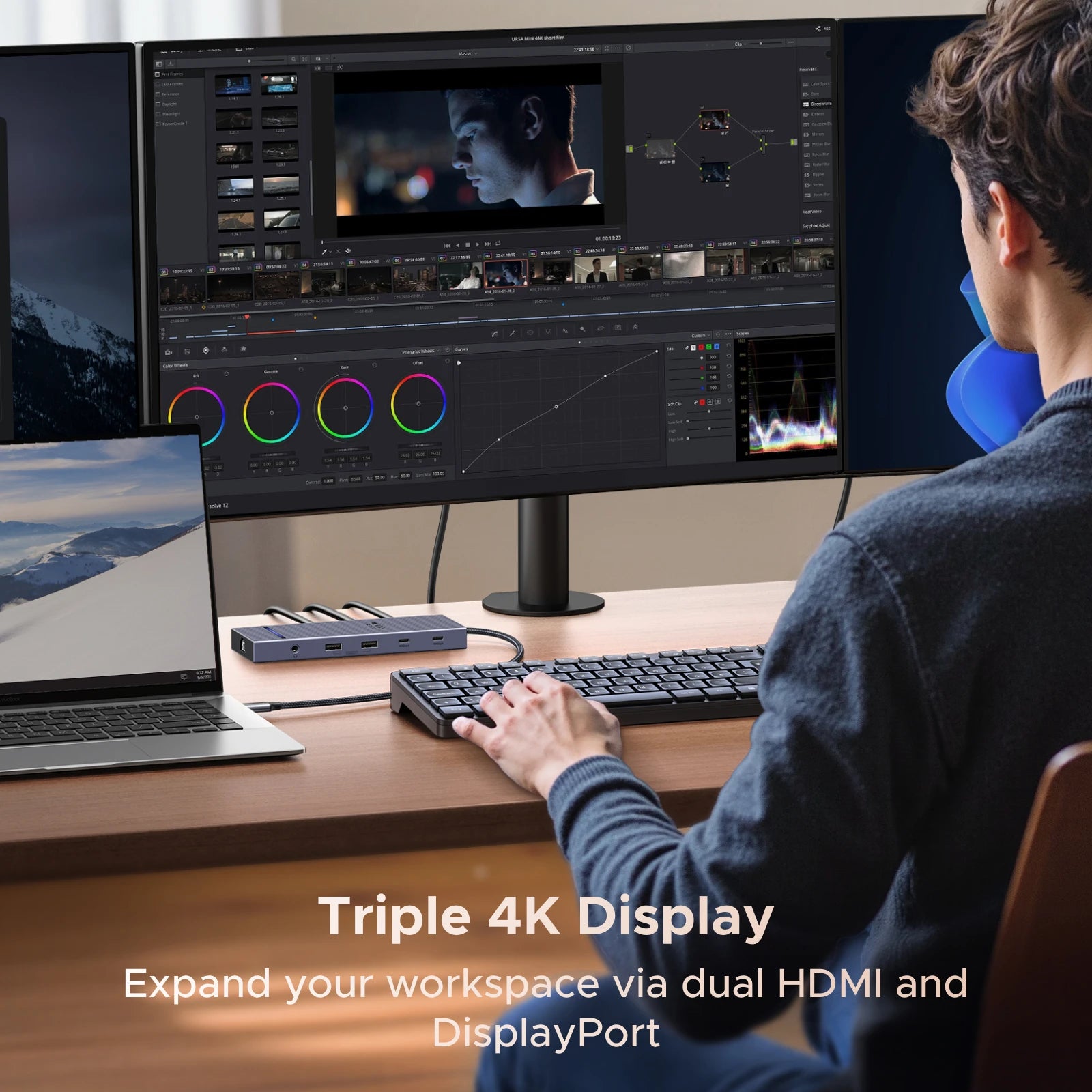 UGREEN USB HUB 4K120Hz DP Type-C to 4K60Hz 2xHDMI SD/TF RJ45 3.5mm USB3.2 Gen2 10Gbps Data for Laptop Dell HP Lenovo Accessories