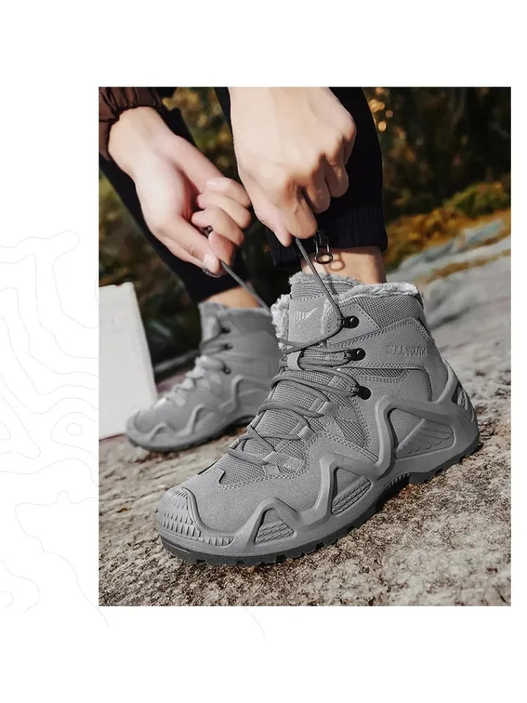 Winter Snow Men‘s Shoes Warm Fur Sneakers Training Waterproof Straps Outdoor Hiking Breathable Shoes Multifunctional Motorcycle