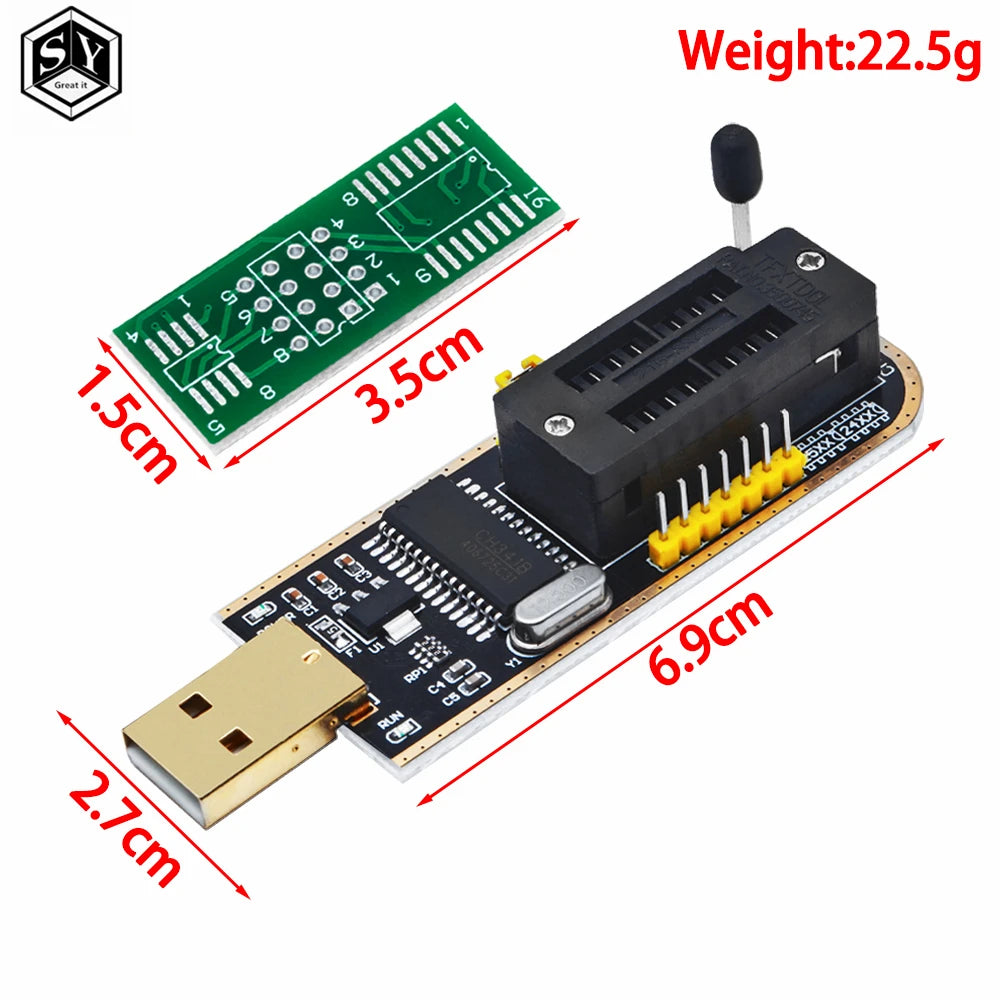 CH341A 24 25 Series EEPROM Flash BIOS USB Programmer Module + SOIC8 SOP8 Test Clip For EEPROM 93CXX / 25CXX / 24CXX