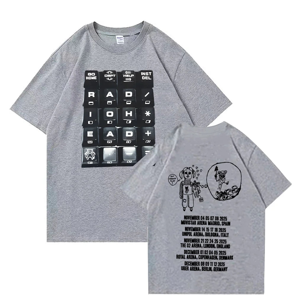 Radiohead 2025 Black Tour T-shirt Fashion Rock Band T Shirts Men Women Cotton Loose Tops Streetwear Summer Short Sleeve Clothes