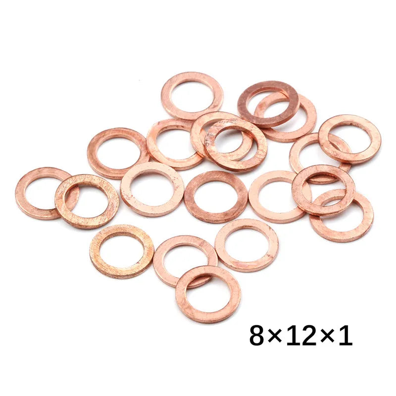 10/20/50PCS Solid Copper Washer Flat Ring Gasket Sump Plug Oil Seal Fittings 10x14x1MM Washers Fastener Hardware Accessories