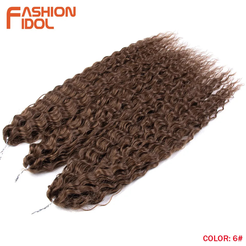 FASHION IDOL Ariel Twist Crochet Hair Synthetic 22 Inch 300g 3 Bundles Water Wave Hair Extensions Ombre Blonde Braid Curly Hair