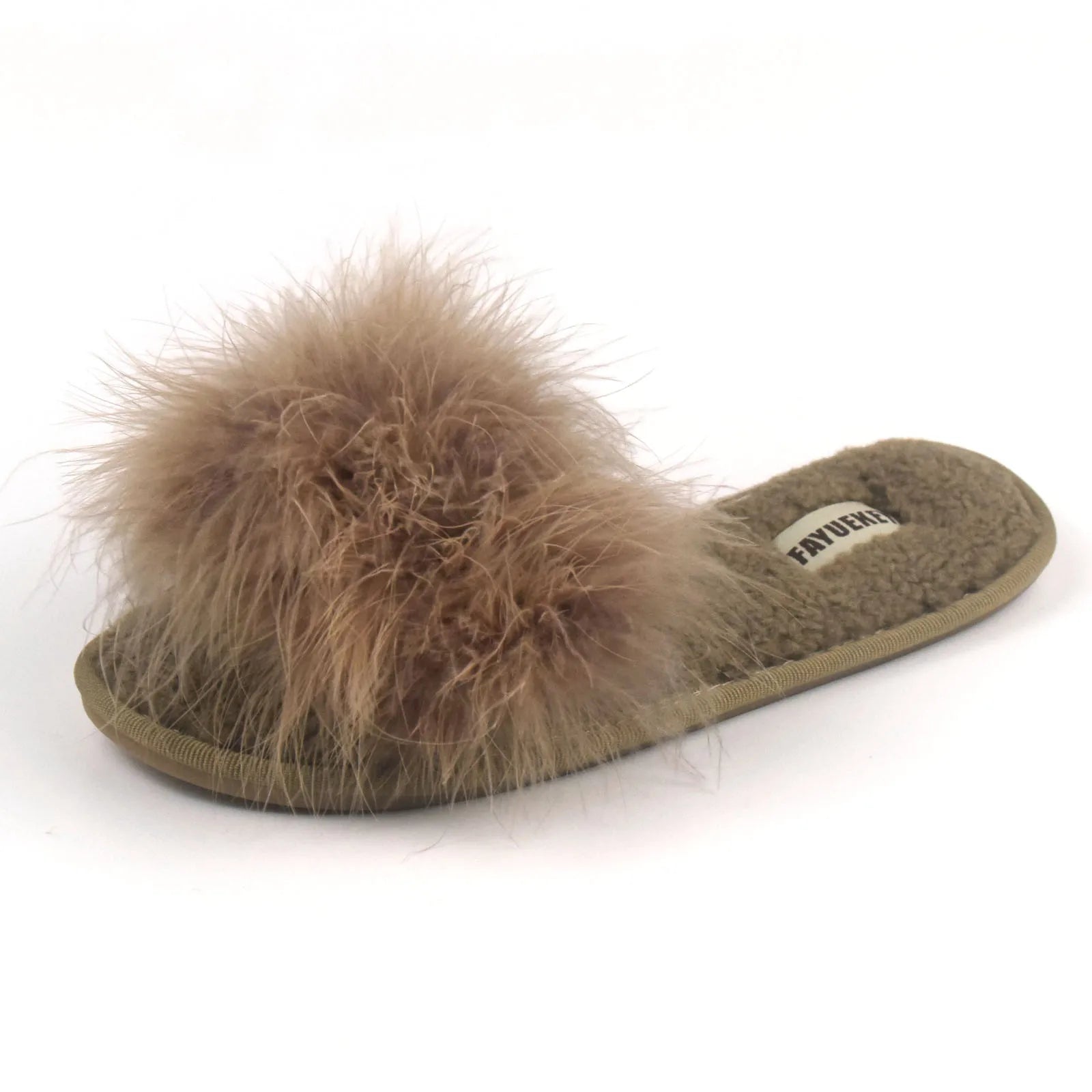 FAYUEKEY Spring Summer Winter Home Cotton Fluffy Plush Fur Slippers Women Wedding Floor Bedroom Flat Shoes