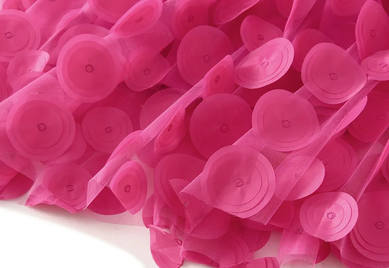 Autumn Winter 3D Circular Applique Mesh Long Skirts 2024 Korean Fashion Hepburn Style High Waist A-LINE Skirt