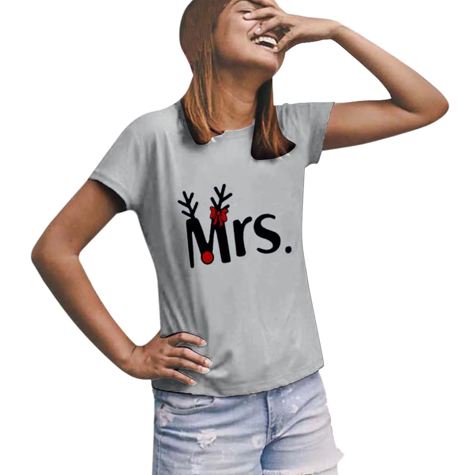 Merry Christmas Family Parent-child Clothing T-shirt Mr.and Mrs.Couple Short Sleeve 3D Printed Tops Unisex Kids Fashion Tees