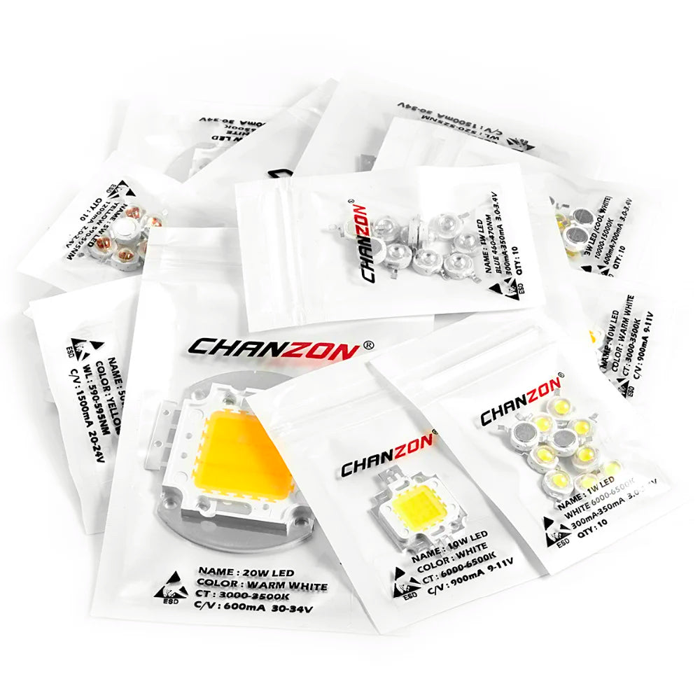 High Power LED Chip 1W 3W 5W 10W 20W 30W 50W 100W Warm Cold White Red Green Blue Yellow SMD Light Bead 1 3 5 10 20 50 100 W Watt