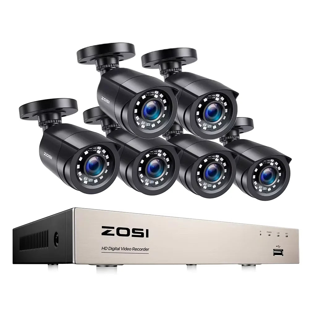 ZOSI 8CH 1080P CCTV System Outdoor 5MP Lite Video DVR with 2/4/6/8pcs 2MP Wired Security Cam Day/Night Video Surveillance System