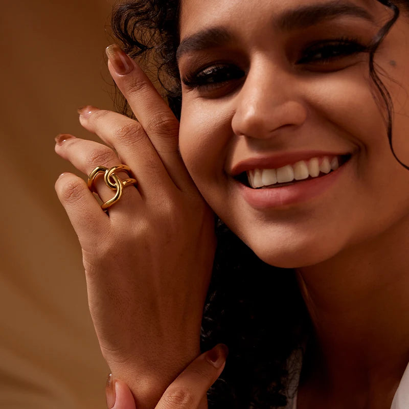 VAROLE Double Line Cross winding Rings For Women infinity Rings Gifts Unique Design Fashion Jewelry Anel Feminino