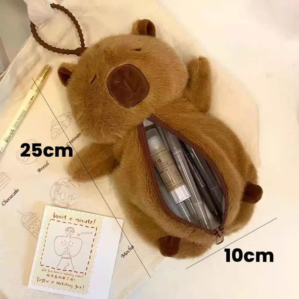 Creative Plush Pen Bag Large Capacity Capybara Toy Storage Bag Multifunctional Pencil Case Student