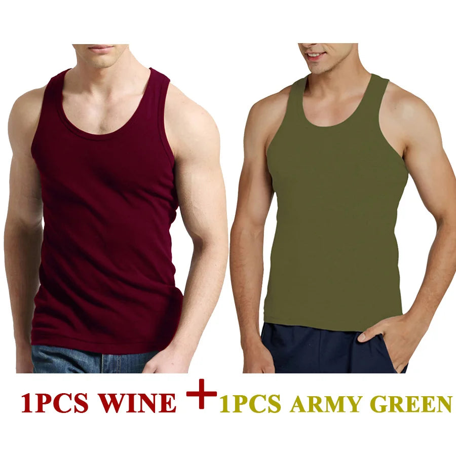 Tank Tops Men 100% Cotton Solid Vest Male Breathable Sleeveless Tops Slim Casual Gym Running Comfortable Undershirt Mens Gift