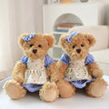 2 pcs/lot 26cm Lovely Couple Teddy Bear With Cloth Plush Toys Dolls Stuffed Toy Kids Baby Children Girl Birthday Christmas Gift