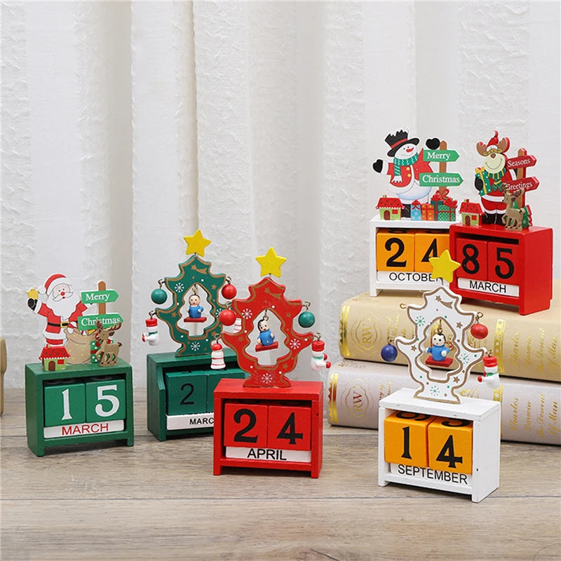 2024 New Year Countdown Calendar Elk Snowman DIY Wooden Ornaments Navidad Christmas Decoration Christmas Gift Kids Natal Noel