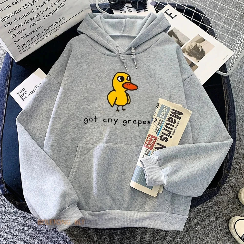 The Duck Song Got Any Grapes Printed Hoodies Kawaii Cartoon Women Sweatshirts Winter Soft Comfortable Hooded Clothing Streetwear