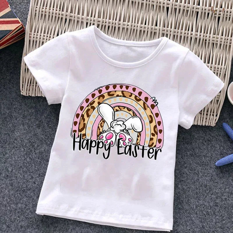 Easter Fashion Children's Short Sleeve Boys Casual Shirt New Summer Dress Girls Half Sleeve Kids Clothes