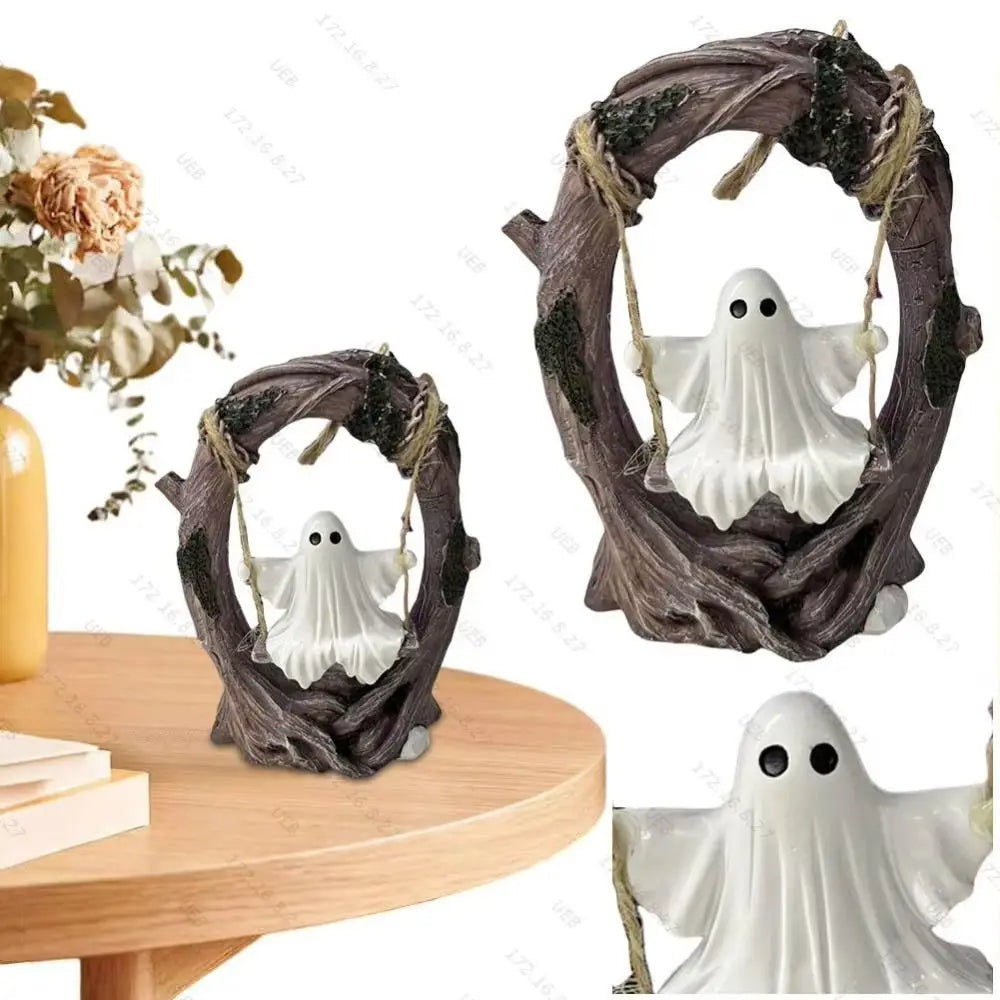Halloween Themed Halloween Swing Ghost Ornament Handicraft Model Spooky Ghosts Decor Statue Display Ghost Halloween Decoration
