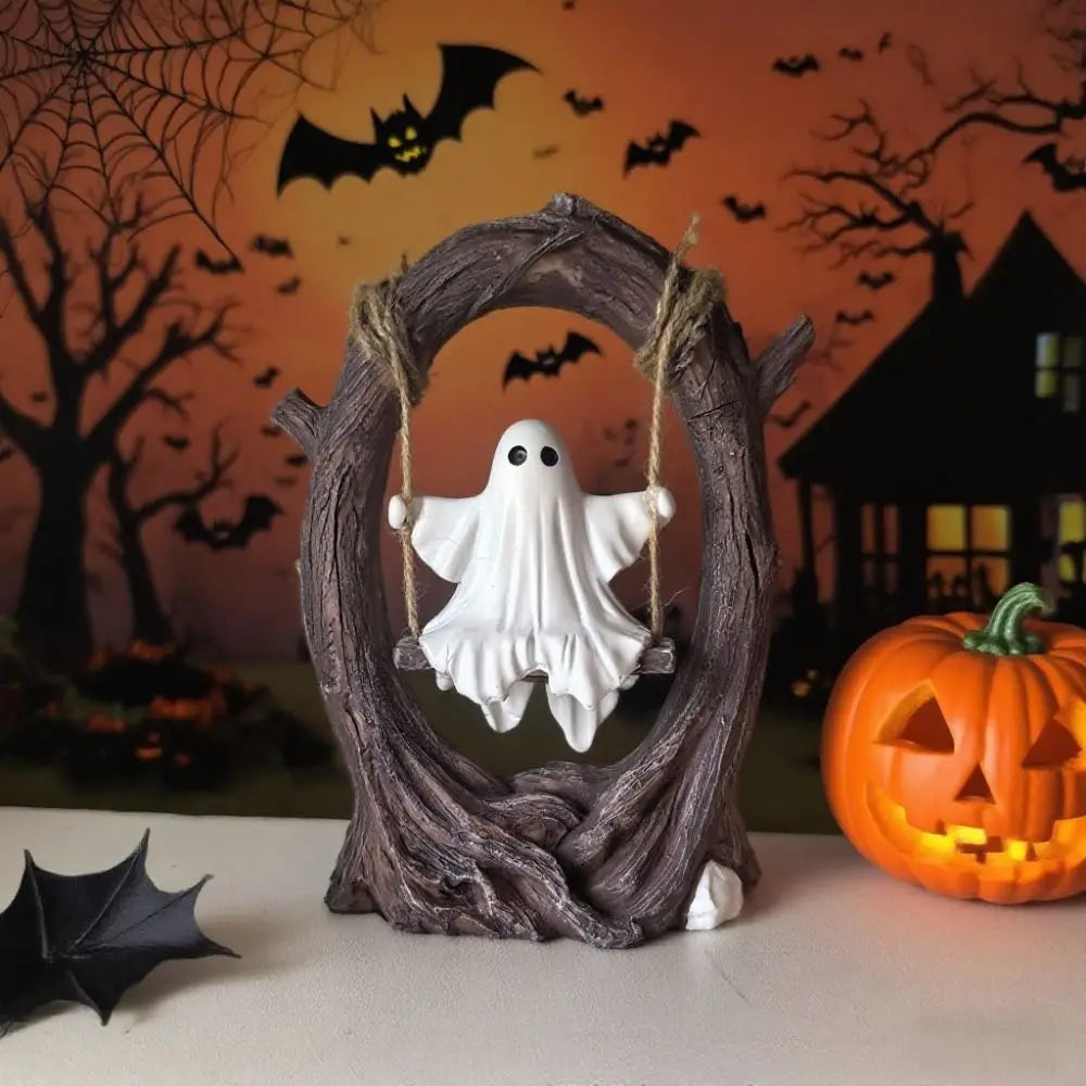 Halloween Themed Halloween Swing Ghost Ornament Handicraft Model Spooky Ghosts Decor Statue Display Ghost Halloween Decoration