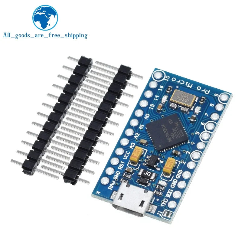 TZT Pro Micro ATmega32U4 5V 16MHz Original Chip Replace ATmega328 For Arduino Pro Mini With 2 Row Pin Header For Leonardo UNOR3