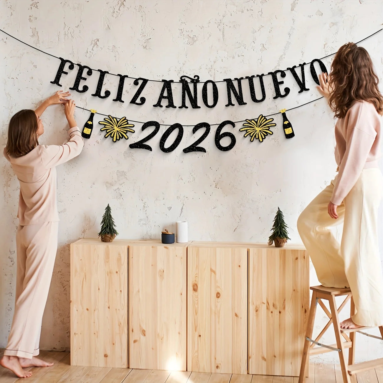 Spanish Happy New Year Party Banner Feliz Año Nuevo 2026 Party Decoration New Years Eve Decorations Glitter New Year 2026 Party