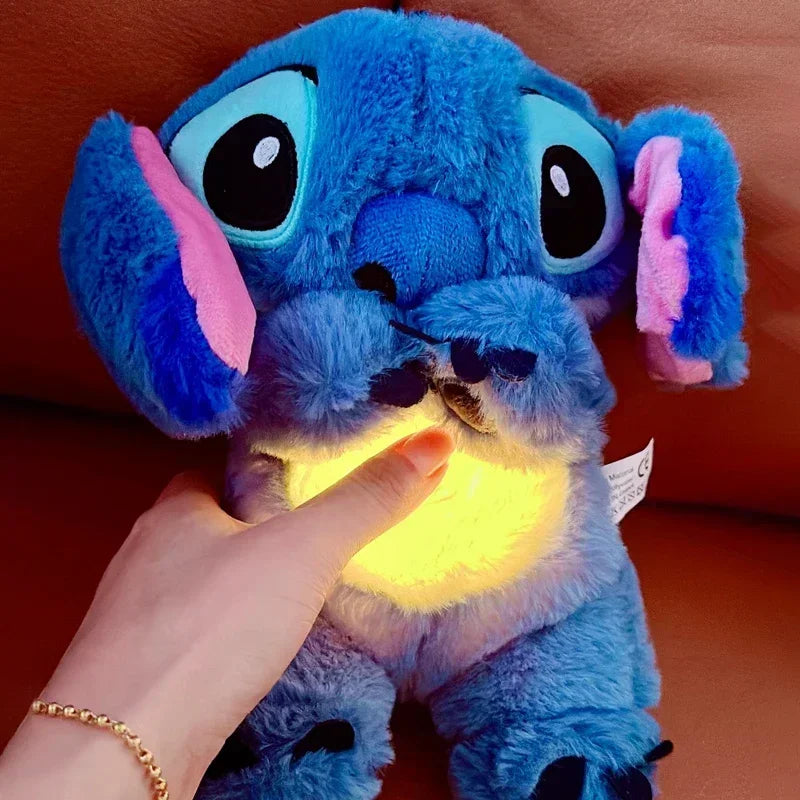 2025 New Lilo&Stitch Plush Doll Breath Child Peluche Kawaii Soothes Toy Anime Baby Music Light Sleep Toys Pink Stitch Kid Gifts