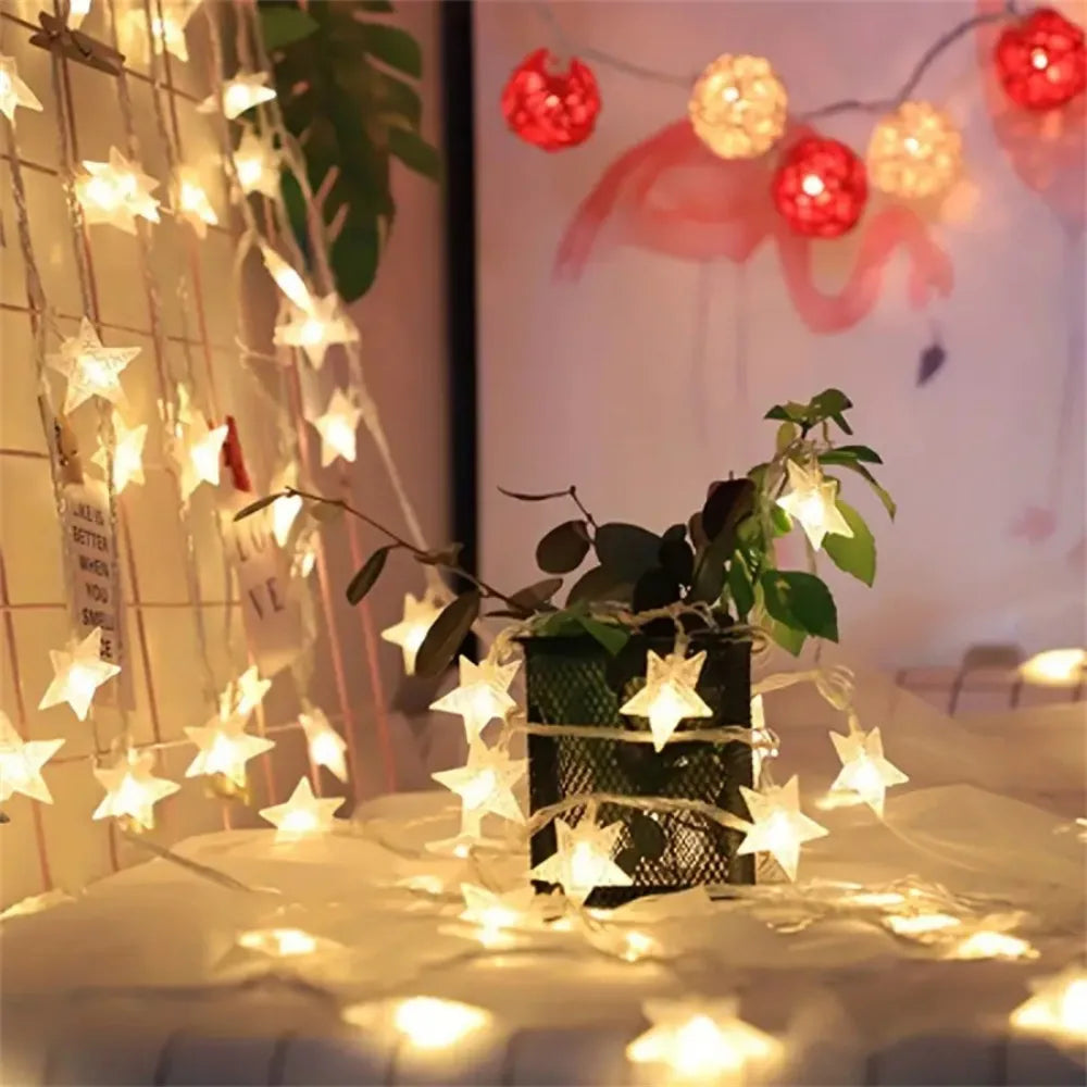 1PC 1.5M/3M LED Star String Light,LED Fairy Light,Powered by AA Batteries(excl),Used for Room,Party and Ramadan Decoration ﻿