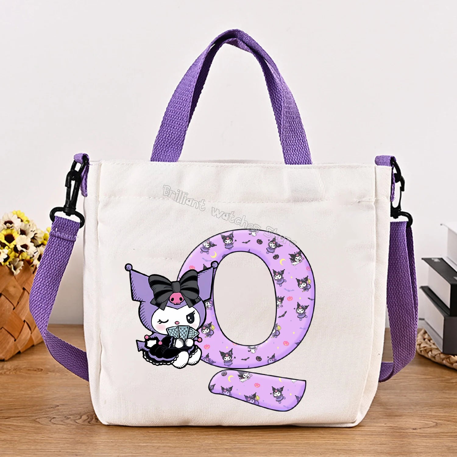 Kuromi Woman Shoulder Bag Cute Cartoon Handbag New Girls Large Capacity Crossbody Bag Fashion Portable Canvas Storage Bags Gift