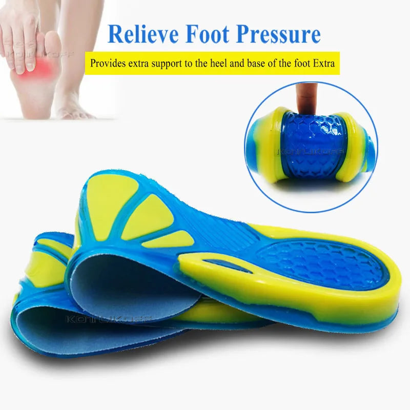 Silicon Gel Insoles Foot Care For Plantar Fasciitis Heel Spur Running Sport Insoles Shock Absorption Pads Arch Orthopedic Insole