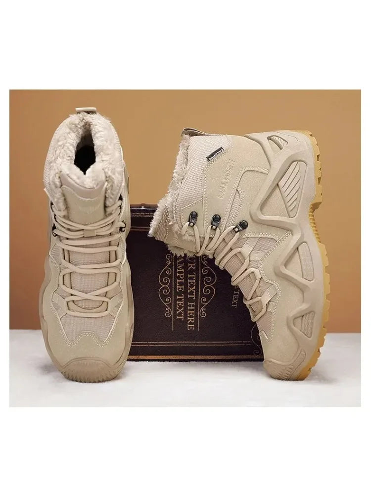 Winter Snow Men‘s Shoes Warm Fur Sneakers Training Waterproof Straps Outdoor Hiking Breathable Shoes Multifunctional Motorcycle