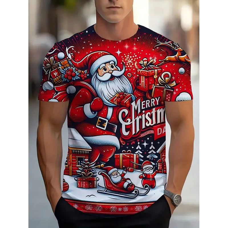 HO HO HO Happy Christmas T-shirt Unisex Cute Funny Colorful Santa Claus Print Short Sleeve T Shirts 2026 New In Kid Gift Tee