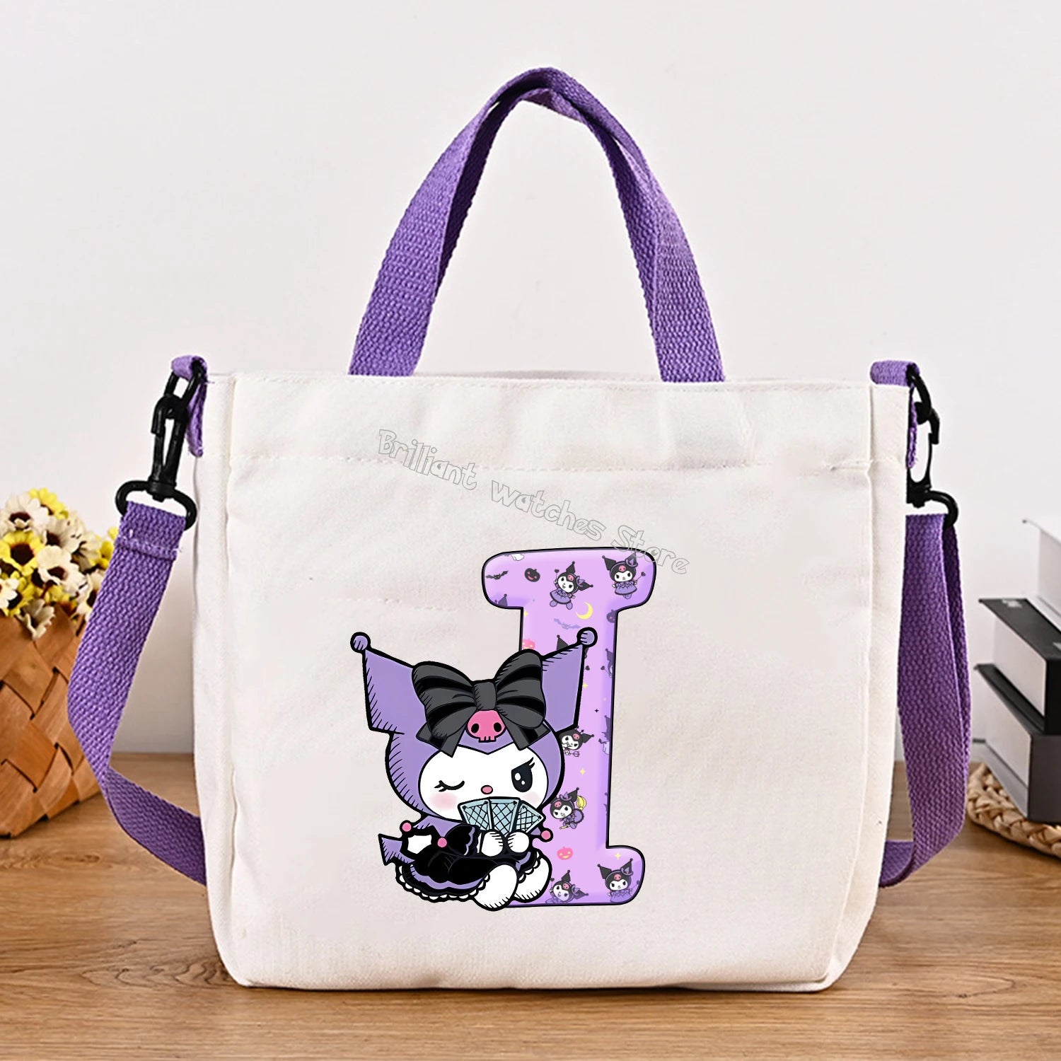 Kuromi Woman Shoulder Bag Cute Cartoon Handbag New Girls Large Capacity Crossbody Bag Fashion Portable Canvas Storage Bags Gift