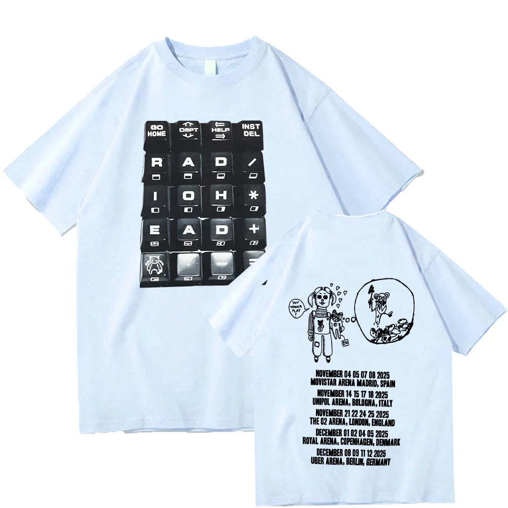 Radiohead 2025 Black Tour T-shirt Fashion Rock Band T Shirts Men Women Cotton Loose Tops Streetwear Summer Short Sleeve Clothes