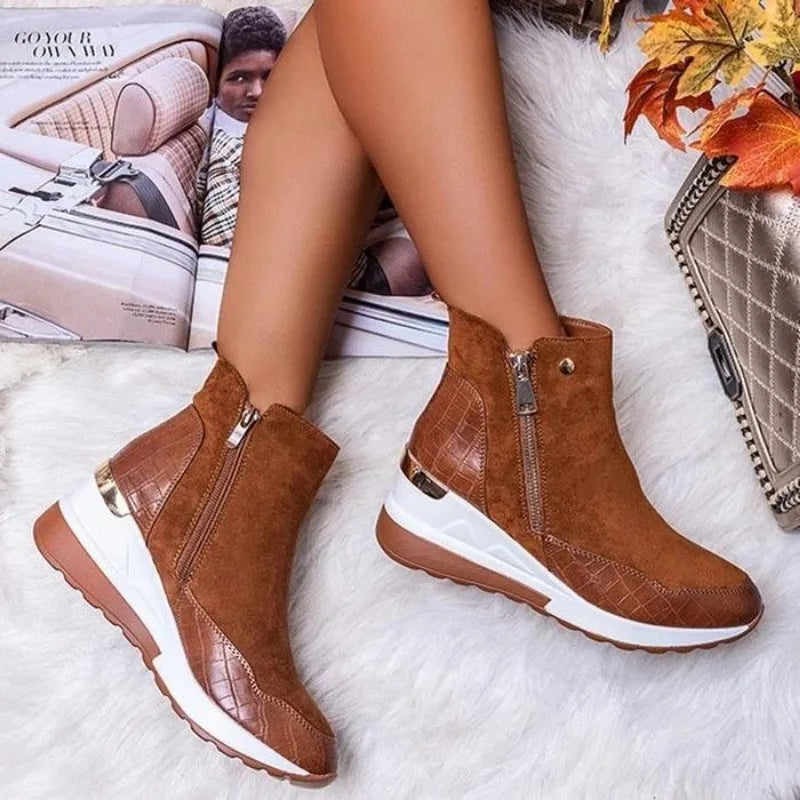 Women Chunky Snow Boots Women 2024 Autumnal Winter Solid color Fashion Platforms Ankle Boots Waterproof Plush Warm Cotten Shoes